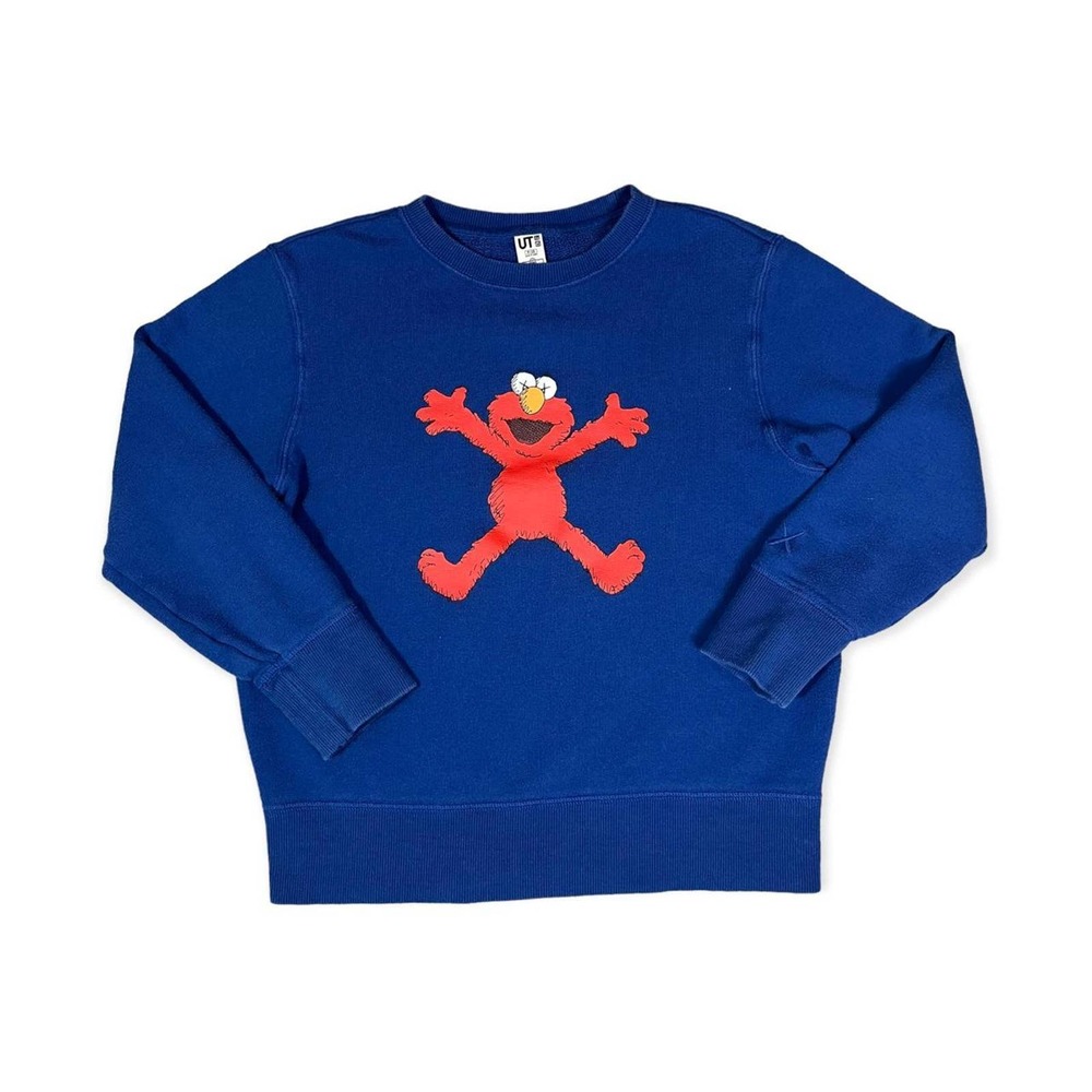 Kaws x Sesame Street UNIQLO Elmo Navy Blue Youth Sweatshirt